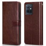 Shock Proof Flip Cover Back Case for Iqoo Z6 5G | Magnetic Wallet Leather Case with Stand