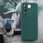 Slim Ultra Soft Rubberised Back Cover for Vivo V27 | V27 Pro 5G | Inner Velvet Fabric Lining | Matte Silicone Flexible Camera Protection Back Case - Green - Image 3