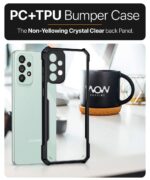 kelpuj Shock Proof Clear Protective Back Case for Samsung Galaxy A73 5G - AirEDGE Technology | 360 Degree Camera Protection | Transparent Hybrid Back Case Mobile Cover - Black - Image 6