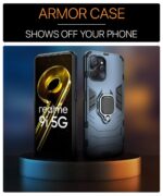 Shock Proof Back Case Mobile Cover for Realme 9i 5G | Realme 9i 5G | Back Cover Case (Tough Armor | Hybrid PC + TPU | Ring Holder & in-Built Kickstand | Blue) - Image 3