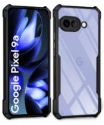 Shock Proof Clear Protective Back Case for Google Pixel 9A - AirEDGE Technology | 360 Degree Camera Protection | Transparent Hybrid Back Case Mobile Cover - Black - Image 2
