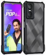 Shock Proof Clear Protective Back Case for Tecno Pop 6 Pro - AirEDGE Technology | 360 Degree Camera Protection | Transparent Hybrid Back Case Mobile Cover - Black - Image 2