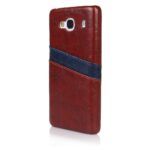 Premium Handmade Hand Stitched Vintage Leather Finish Back Case Cover for XIAOMI MI REDMI 2 / REDMI 2 Prime (Maroon Wine Red with Blue Pocket) - Image 3