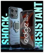 Shock Proof Back Case Mobile Cover for Motorola Moto Edge 50 Pro | Back Cover Case (Tough Armor | Hybrid PC + TPU | Ring Holder & in-Built Kickstand | Blue) - Image 4