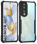 Shock Proof Clear Protective Back Case for Honor 90 5G - AirEDGE Technology | 360 Degree Camera Protection | Transparent Hybrid Back Case Mobile Cover - Black - Image 2
