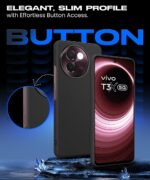 Slim Frameless Back Cover for Vivo T3x 5G | Ultra Thin Lightweight Design & Camera Protection | Soft Matte Silicone Flexible Mobile Case (Black) - Image 4