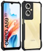 Thermoplastic Polyurethane Shock Proof Clear Protective Back Case for Oppo A59 5G-Airedge Technology|360 Camera Protection|Transparent Hybrid Back Case Backcase for Mobile Cover - Black - Image 3