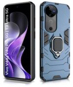 Shock Proof Back Case Mobile Cover for Vivo V40 | V40 Pro 5G | T3 Ultra 5G | Back Cover Case (Tough Armor | Hybrid PC + TPU | Ring Holder & in-Built Kickstand | Blue) - Image 4