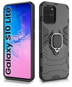 Shock Proof Back Case Mobile Cover for Samsung Galaxy S10 Lite | Back Cover Case (Tough Armor | Hybrid PC + TPU | Ring Holder & in-Built Kickstand | Black) - Image 3