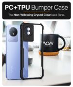 Shock Proof Clear Protective Back Case for Vivo Y02 | Vivo Y02t - AirEDGE Technology | 360 Degree Camera Protection | Transparent Hybrid Back Case Mobile Cover - Black - Image 4