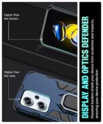Shock Proof Back Case Mobile Cover for Redmi K50i 5G | Back Cover Case (Tough Armor | Hybrid PC + TPU | Ring Holder & in-Built Kickstand | Blue) - Image 5