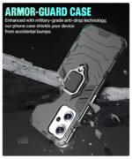 Shock Proof Back Case Mobile Cover for Redmi K50i 5G | Bumper Back Cover Case(Tough Armor | Hybrid PC + TPU | Full Protection with Ring Holder & in-Built Kickstand | Black) - Image 4