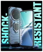 kelpuj Shock Proof Back Case Mobile Cover for Oppo F27 Pro Plus 5G | Back Cover Case (Tough Armor | Hybrid PC + TPU | Ring Holder & in-Built Kickstand | Blue) - Image 6