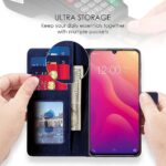 Shock Proof Flip Cover Back Case for Vivo V11 | Magnetic Wallet Leather Case with Stand - Image 3