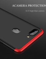 Plastic 3 in 1 Double Dip Case [Anti Slip] Super Slim [Hard] Hybrid Pc All Angle Protection Lightweight Matte Hard Back Case Cover for Oppo Realme 2 - Black with Blue - Image 2