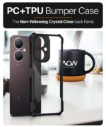 Shock Proof Clear Protective Back Case for Vivo Y27 4G - AirEDGE Technology | 360 Degree Camera Protection | Transparent Hybrid Back Case Mobile Cover - Black - Image 4