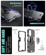 Shock Proof Back Case Mobile Cover for Xiaomi Mi Redmi 8 | Back Cover Case (Tough Armor | Hybrid PC + TPU | Ring Holder & in-Built Kickstand | Black) - Image 5