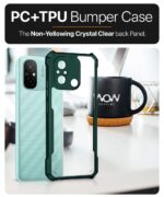 Thermoplastic Polyurethane Shock Proof Clear Protective Back Case for Xiaomi Redmi 12C|Poco C55Airedge Technology|360 Degree Camera Protection|Transparent Hybrid Back CaseGreen - Image 6