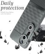 Back Cover for Vivo T4 Ultra with Hexa Cube Design | Ultra Slim Soft Rubberised Case | Inner Velvet Fabric | Matte Silicone Flexible Mobile Case | Camera Protection - Olive Green - Image 3