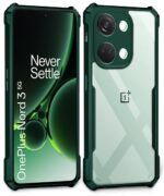 Shock Proof Clear Protective Back Case for 1+ OnePlus Nord 3 5G - AirEDGE Technology | 360 Degree Camera Protection | Transparent Hybrid Back Case Mobile Cover - Green - Image 4