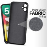 Slim Ultra Soft Rubberised Back Cover for Samsung Galaxy F14 5G | Inner Velvet Fabric Lining | Matte Silicone Flexible Camera Protection Back Case - Black - Image 2