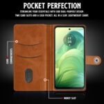 Shock Proof Flip Cover Back Case for Motorola Moto G04 | Magnetic Wallet Leather Case with Stand - Image 4