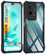 Shock Proof Clear Protective Back Case for Honor 200 Lite - AirEDGE Technology | 360 Degree Camera Protection | Transparent Hybrid Back Case Mobile Cover - Black - Image 2