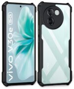 Thermoplastic Polyurethane Shock Proof Clear Protective Back Case for Vivo V30E 5G-Airedge Technology|360 Degree Camera Protection|Transparent Hybrid Back Case Mobile Cover-Black - Image 3