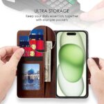 Shock Proof Flip Cover Back Case for Apple Iphone 15 | Magnetic Wallet Leather Case with Stand - Image 6