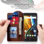 Shock Proof Flip Cover Back Case for Motorola Moto G4 Plus | Magnetic Wallet Leather Case with Stand - Image 3