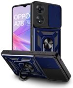 Tough Armor Bumper Mobile Back Case for Oppo A78 5G | Sliding Camera Shield Cover | Shock Proof 360? Protection | Hybrid PC + TPU | Ring Holder with Kickstand ? Blue - Image 4