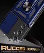 Tough Armor Bumper Mobile Back Case for Samsung Galaxy M54 | F54 5G | Sliding Camera Shield Cover | Shock Proof 360? Protection | Hybrid PC + TPU | Ring Holder with Kickstand ? Blue - Image 3