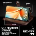Shock Proof Flip Cover Back Case for Vivo Y100 5G | Magnetic Wallet Leather Case with Stand - Image 8
