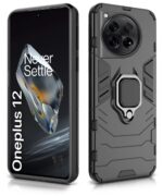 Shock Proof Back Case Mobile Cover for 1+ OnePlus 12 5G | Back Cover Case (Tough Armor | Hybrid PC + TPU | Ring Holder & in-Built Kickstand | Black) - Image 4