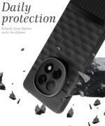 Back Cover for Oppo F29 5G with Hexa Cube Design | Ultra Slim Soft Rubberised Case | Inner Velvet Fabric | Matte Silicone Flexible Mobile Case | Camera Protection - Black - Image 3