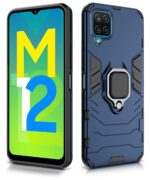 Shock Proof Back Case Mobile Cover for Samsung Galaxy F12 | A12 | M12 | Back Cover Case (Tough Armor | Hybrid PC + TPU | Ring Holder & in-Built Kickstand | Blue) - Image 3