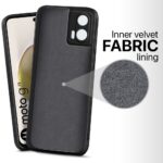 Slim Ultra Soft Rubberised Back Cover for Motorola Moto G73 5G | Inner Velvet Fabric Lining | Matte Silicone Flexible Camera Protection Back Case - Black - Image 2