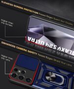 Tough Armor Bumper Mobile Back Case for Samsung Galaxy S24 Ultra 5G | Sliding Camera Shield Cover | Shock Proof 360? Protection | Hybrid PC + TPU | Ring Holder with Kickstand  Blue - Image 8