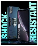 Shock Proof Back Case Mobile Cover for iPhone XR | Back Cover Case (Tough Armor | Hybrid PC + TPU | Ring Holder & in-Built Kickstand | Blue) - Image 3