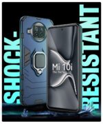 Shock Proof Back Case Mobile Cover for XIAOMI Mi 10i 5G | Back Cover Case (Tough Armor | Hybrid PC + TPU | Ring Holder & in-Built Kickstand | Blue) - Image 3