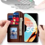 Shock Proof Flip Cover Back Case for Realme 10 Pro Plus 5G | Magnetic Wallet Leather Case with Stand - Image 4