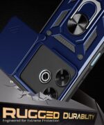 Tough Armor Bumper Mobile Back Case for Mi Redmi 13 5G | Poco M6 Plus 5G | Sliding Camera Shield Cover | Shock Proof 360? Protection | Hybrid PC + TPU | Ring Holder with Kickstand ? Blue - Image 6