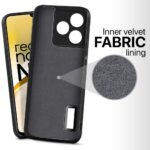 Slim Ultra Soft Rubberised Back Cover for Realme Narzo N53 | Realme C53 | Realme C51 | Inner Velvet Fabric Lining | Matte Silicone Flexible Camera Protection Back Case - Black - Image 2