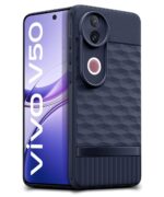 Back Cover for iQOO Z10R 5G | Vivo V50 5G | V50e 5G | V50 Elite Edition with Hexa Cube Design | Ultra Slim Soft Case | Inner Velvet Fabric | Silicone Flexible Mobile Case  Blue - Image 2