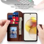 Shock Proof Flip Cover Back Case for Motorola Moto G73 5G | Magnetic Wallet Leather Case with Stand - Image 3