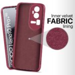 Back Cover for Oppo Reno 10 Pro Plus | Ultra Slim Soft Rubberised Case | Inner Velvet Fabric Lining | Matte Silicone Flexible Mobile Case | Camera Protection - Maroon Wine Red - Image 2