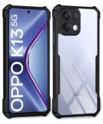 Shock Proof Clear Protective Back Case for Oppo K13 5G - AirEDGE Technology | 360 Degree Camera Protection | Transparent Hybrid Back Case Mobile Cover - Black - Image 2