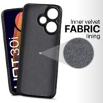 Slim Ultra Soft Rubberised Back Cover for Infinix Hot 30i 4G | Inner Velvet Fabric Lining | Matte Silicone Flexible Camera Protection Back Case - Black - Image 2