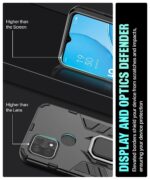 Shock Proof Back Case Mobile Cover for Oppo A15 | Oppo A15s (Armor | Hybrid PC + TPU | Full Protection with Ring Holder Kickstand | Carbon Black) - Image 5