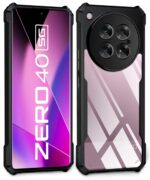kelpuj Shock Proof Clear Protective Back Case for Infinix Zero 40 5G - AirEDGE Technology | 360 Degree Camera Protection | Transparent Hybrid Back Case Mobile Cover - Black - Image 2